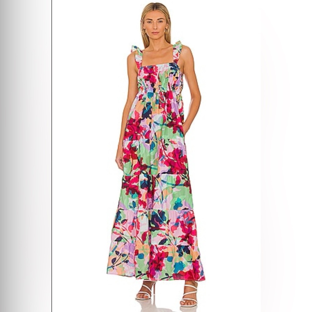 BB Dakota “Vacay Bae” Colorful Floral Maxi Dress 100% Cotton size L